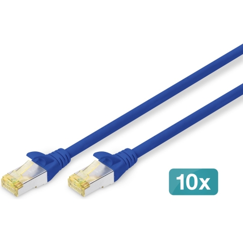 Digitus DK-1644-A-020-B-10 RJ45 Netwerkkabel, patchkabel CAT 6A S/FTP 2.00 m Blauw 1 stuk(s)