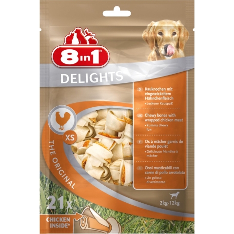 8in1 Delights chicken bones XS hondensnacks 3 x 21 stuks