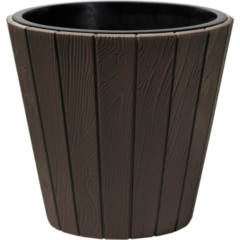 Prosperplast Plantenpot Wood Style - kunststof - donkerbruin - D40 cm