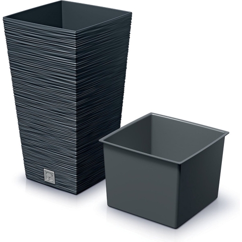Prosperplast Plantenpot Furu - kunststof - antraciet - 24 x 45 cm
