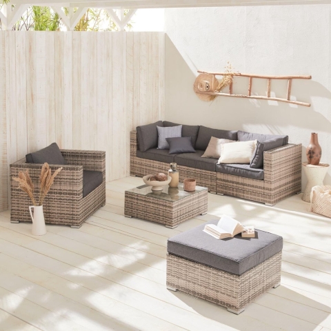 sweeek - Wicker loungeset 5 plaatsen
