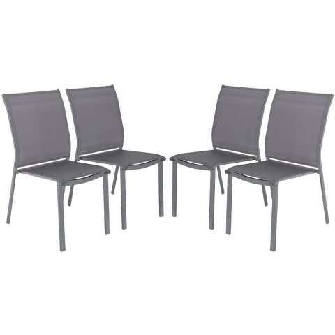 sweeek - Stapelbare tuinstoel van aluminium en textileen (Set van 4)