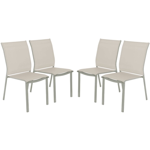 sweeek - Stapelbare tuinstoel van aluminium en textileen (Set van 4)