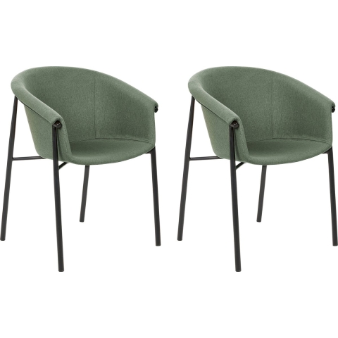 Beliani - AMES - Eetkamerstoel set van 2 - Groen - Polyester