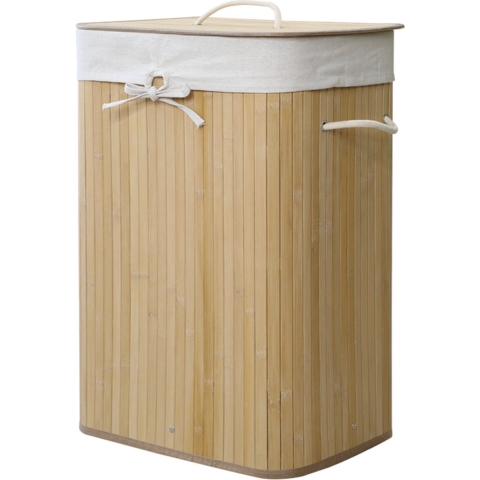 Homestyle Pro Rechthoekige Bamboe Wasmand 40x30x60 cm Naturel/Wit