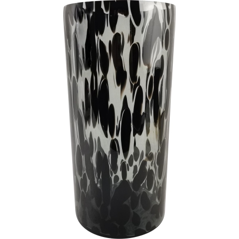 Modieuze bloemen cilinder vaas/vazen van glas 30 x 14 cm zwart fantasy -