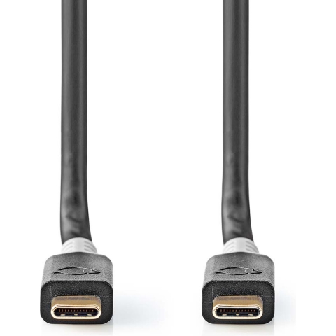 Nedis CCBW64020AT10 Usb-kabel Usb 3.2 Gen 2x2 Usb Type-c™ Male Usb Type-c™ Male 20 Gbps 100 W Verguld 1.00 M Rond Pvc Antraciet Window Box