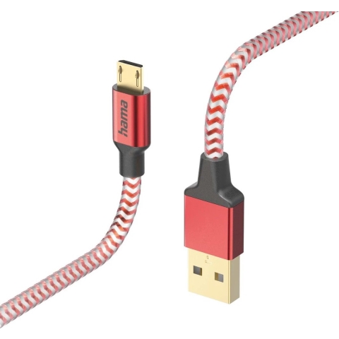 Hama Oplaadkabel Reflective USB-A - Micro-USB 1,5 M Nylon Rood