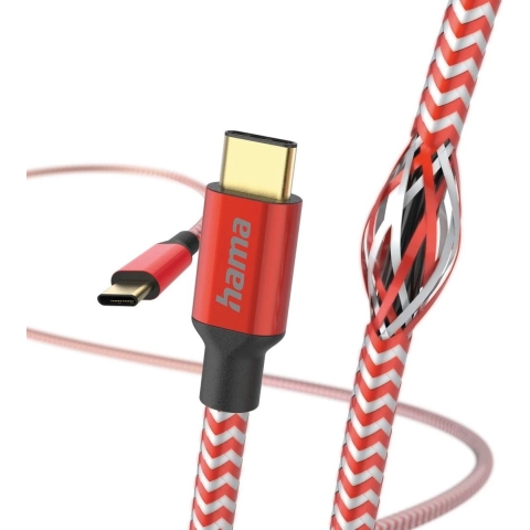 Hama Oplaadkabel Reflective USB-C - USB-C 1,5 M Nylon Rood