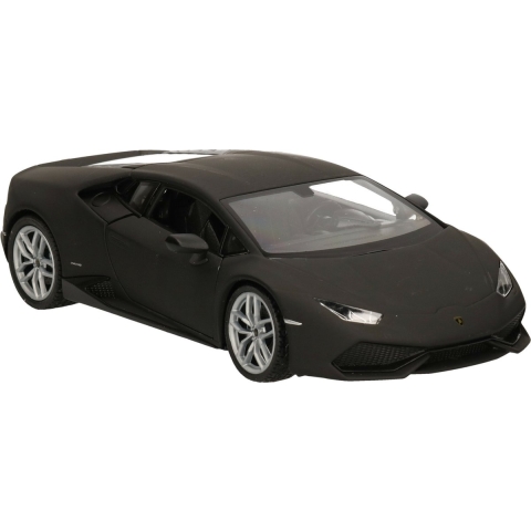Modelauto/speelgoedauto Lamborghini Huracan - matzwart - schaal 1:24/19 x 8 x 5 cm -