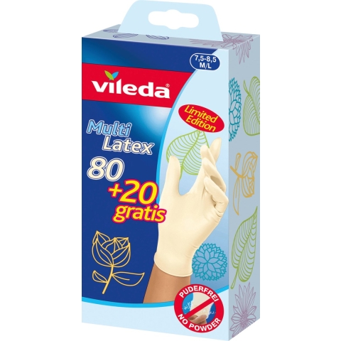 Vileda Natural Latex Handschoenen M/L 100 Stuks