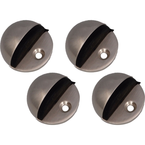 AMIG Deurstopper/deurbuffer - 4x - D45mm - inclusief schroeven - mat zilver -