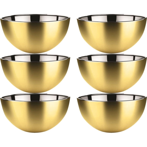 Kommetjes/schaaltjes - 6x - mat goud - RVS - D19 x 9.5 cm - serveerschalen -