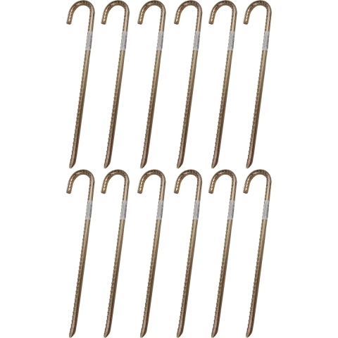 Grondpen/tentharingen - 12x - staal - met open oog - 38 cm - voor harde ondergronden -