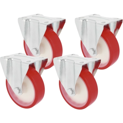 AMIG bokwiel/transportwiel - 4x - D80mm - polyurethaan - 100kg - heavy duty -