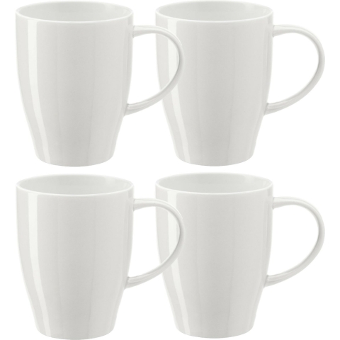 Koffie mokken/bekers Paris - 6x - porselein - met oor - ivoor wit - 350 ml - stijlvolle vorm -