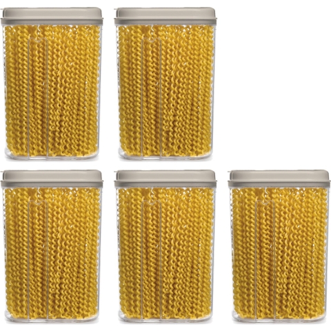 Voedselcontainer strooibus - 5x - beige - 1500 ml - kunststof - 15 x 8 x 23 cm - voorraadpot -