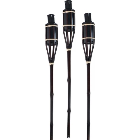 Tuinfakkels voor lampenolie - 9x stuks - 60 cm - bamboe hout - buiten - navulbaar -