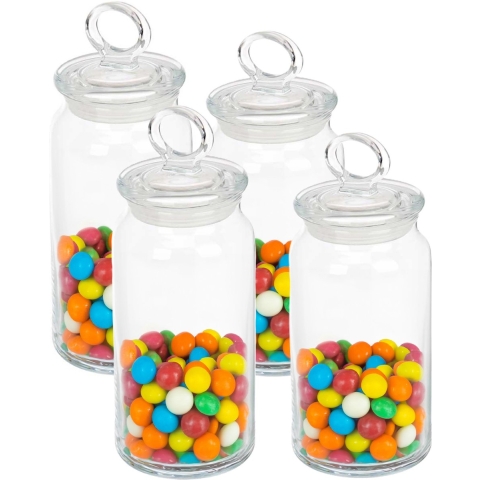 Voorraadpotten - 4x stuks - luchtdichte deksel - voedsel - glas - 2x van 860 ml - 2x van 1130 ml -