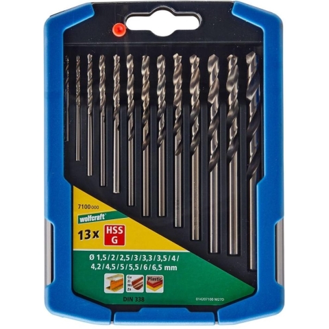 Wolfcraft Metaalboorset | HSS geslepen | Ø1,5-6,5mm | 13-delig | 1 set - 7100000