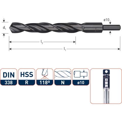 Rotec HSS Spiraalboor DIN 338 (Schacht=10) 20,0 mm - 1212000