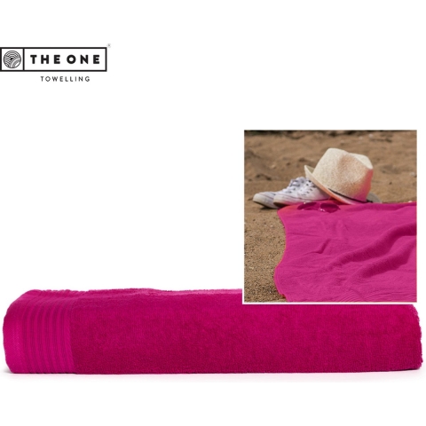 The One Towelling TH1000 Classic Beach Towel - Magenta - 100 x 180 cm