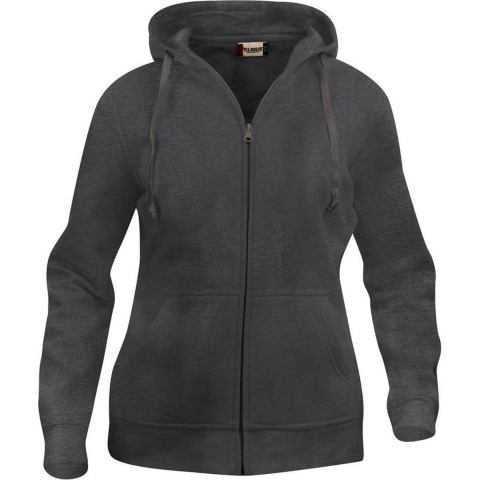 Clique 021035 Basic Hoody Full zip ladies - Antraciet Melange - XS
