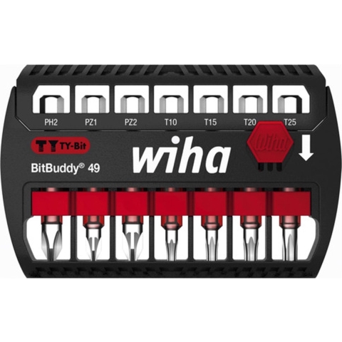 Wiha Bitset BitBuddy® TY-bit 49 mm Phillips, Pozidriv, TORX® 8-delig 1/4" E6,3 - 42117 - 42117