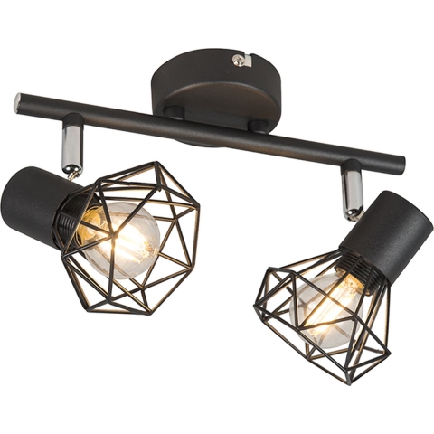 QAZQA Art deco spot zwart draai- en kantelbaar 2-lichts - Mosh