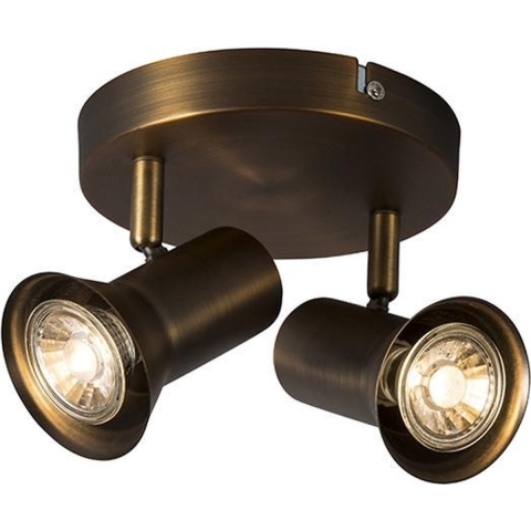 QAZQA Plafondspot brons draai- en kantelbaar rond - Karin 2