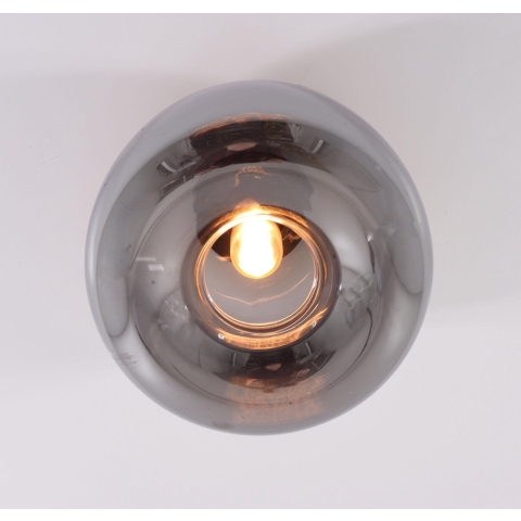 Artdelight Plafondlamp Preston Zwart & Smoke Glas 28cm
