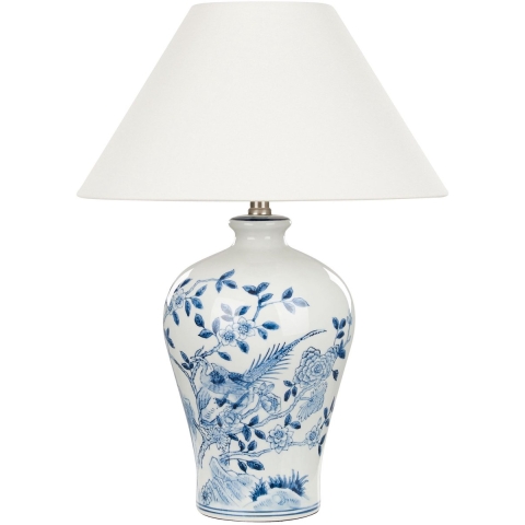 Beliani - MAGROS - Tafellamp - Wit|Blauw - Porselein