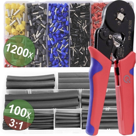 Quadrios 22T009 22T009 Krimptangset Adereindhulzen 0.25 tot 10 mm² Incl. assortiment adereindhulzen