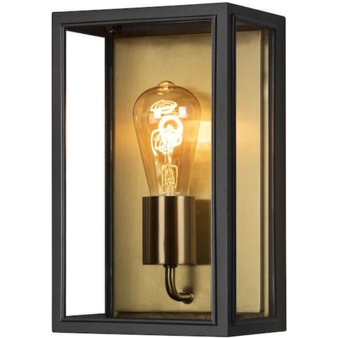 Konstsmide Carpi schwarz/messing 7347-758 Buitenlamp (wand) E27 Zwart, Messing