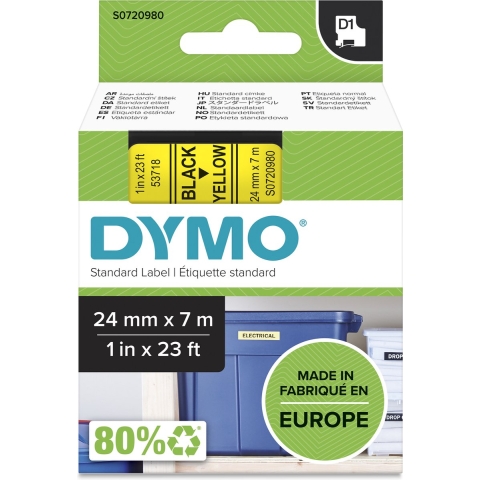 DYMO 53718 Labeltape Polyester Tapekleur: Geel Tekstkleur: Zwart 24 mm 7 m