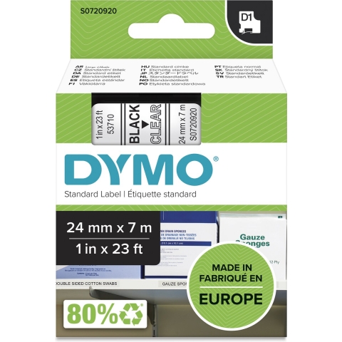 DYMO 53710 Labeltape Tapekleur: Transparant Tekstkleur: Zwart 24 mm 7 m