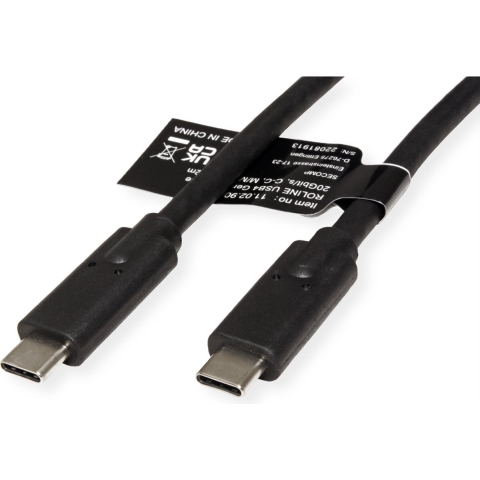 ROLINE USB4 Gen3x2 Kabel, C-C, M/M, zwart, 2 m