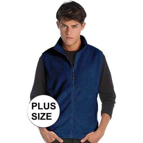 Grote maten fleece outdoor bodywarmer navy blauw voor heren 4XL -