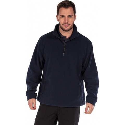 Warme fleece trui Thor grote maten - donkerblauw - voor heren - halsrits - polyester fleece 3XL -