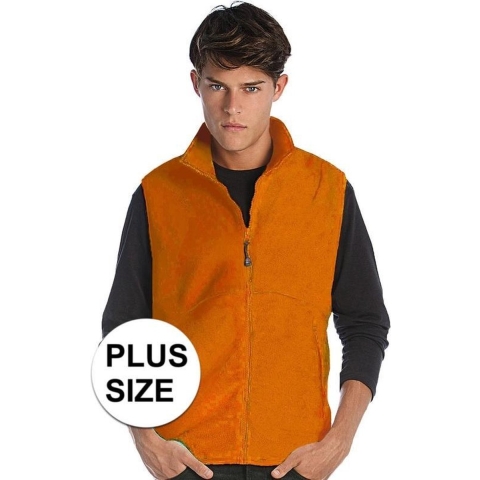 Grote maten fleece outdoor bodywarmer oranje voor heren 4XL -