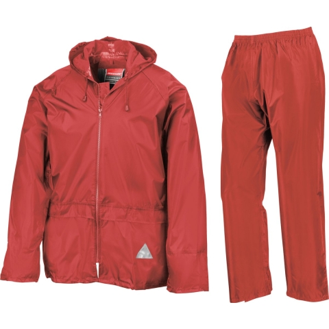 Result regenpak - set van regenjas en regenbroek - rood - waterdicht XL -
