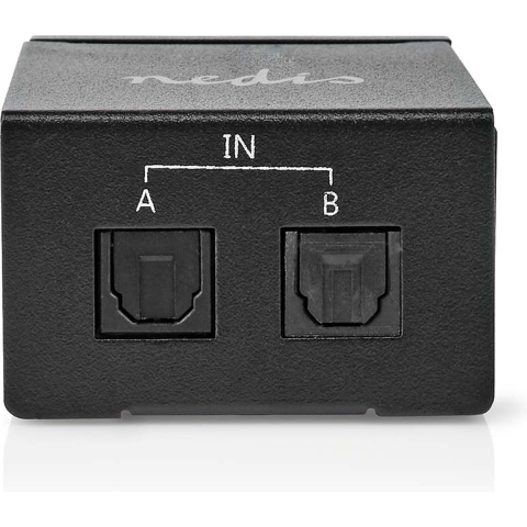 Nedis ASWI2512BK Digitale Audio-switch 2-wegs Input: Dc Power / 2x Toslink Output: Toslink Female Manueel / Schakelaar Metaal Zwart