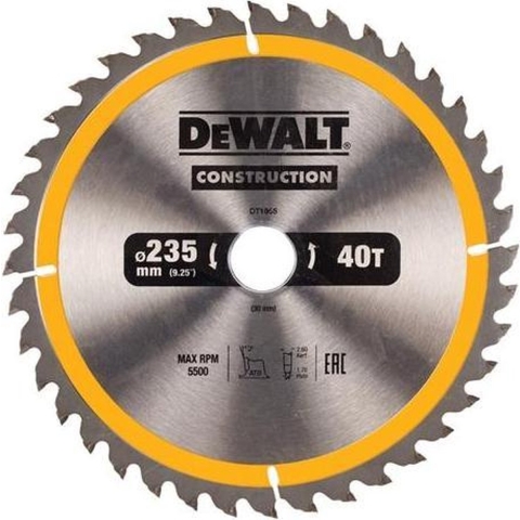 DeWalt Accessoires Cirkelzaagblad 235x30x40t, positief 10°, kerf 2,6mm - DT1955-QZ