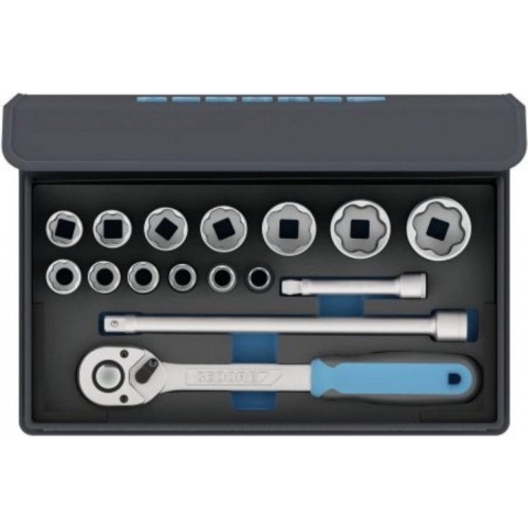 Gedore TC 19 MU-10 | Dopsleutelset 1/2" | in stoffen etui met CT-module |16-delig - 3085023