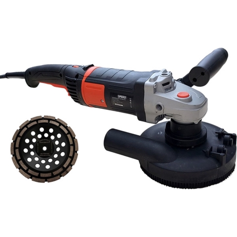 Spero Deluxe betonslijper cq schuur & polijstmachine | 180mm | 2200Watt | droog + verende stofkap & steen diamant komschijf - SPHS2001B-PR