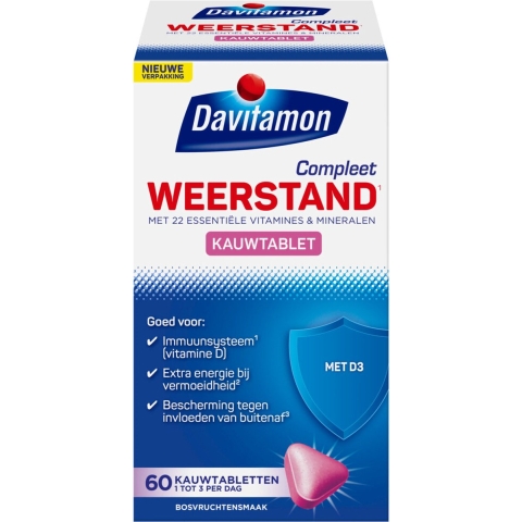 Gratis Verzending: 4x Davitamon Compleet Weerstand Hoog Gedoseerd Bosvruchten 50 kauwtabletten