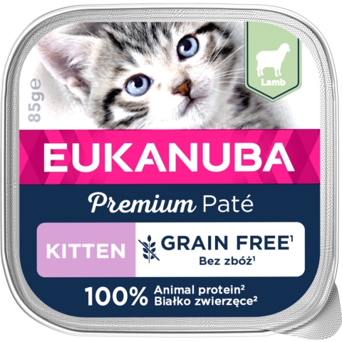 16x Eukanuba Premium Paté Graanvrij Kitten Kattenvoer Nat Lam 85 gr