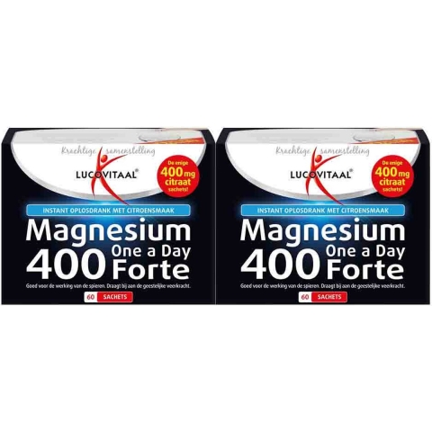 Gratis Verzending: 2x Lucovitaal Magnesium 400 Forte One a Day 60 sachets