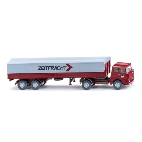 Wiking 051407 H0 Vrachtwagen Henschel Trekker-huifopleggercombinatie Zeitfracht