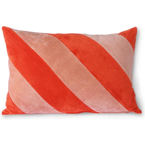 HKliving Striped Velvet Sierkussen 40 x 60 cm - Rood/Roze